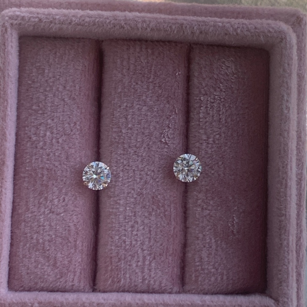 14k Gold Simulated Diamond Earrings - 6MM